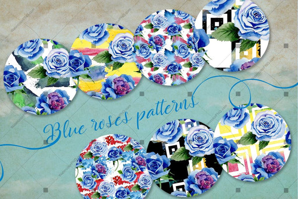 Beautiful Blue Roses Png Watercolor Flower Set Digital