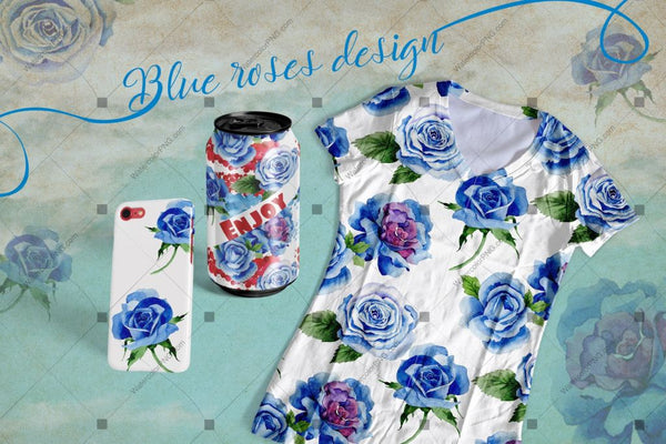Beautiful Blue Roses Png Watercolor Flower Set Digital