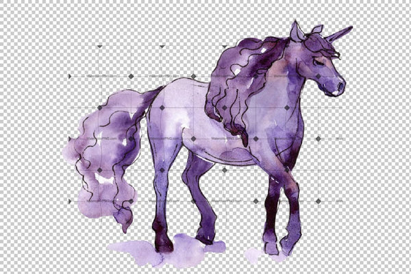 Beautiful Unicorns Png Watercolor Set Digital