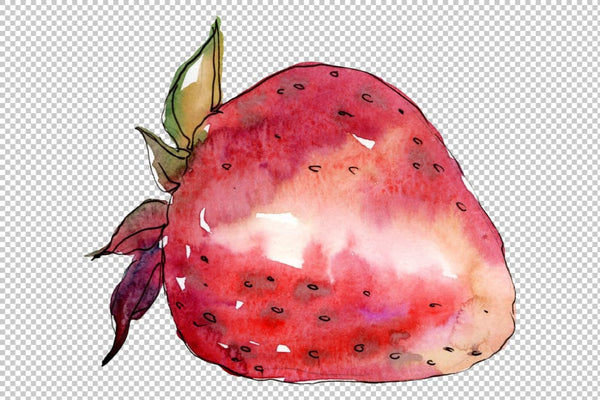 Berry strawberry watercolor png Flower