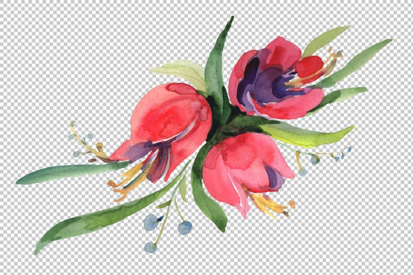 Bouquet April sun Watercolor png Digital