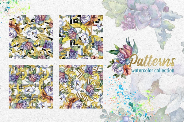 Bouquet floral rainbow watercolor png Digital