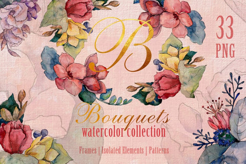 Bouquet gifts of nature watercolor png Digital