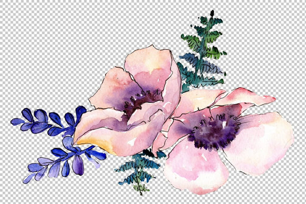 Bouquet heart joy watercolor png Flower
