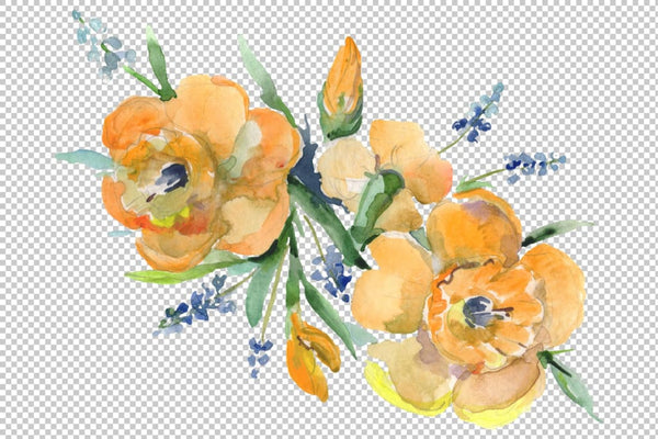 Bouquet Hello summer watercolor png Flower