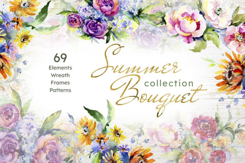 Bouquet of flowers between heaven and earth watercolor png Digital