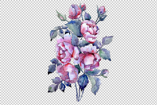 Bouquet of roses flowers watercolor png Flower