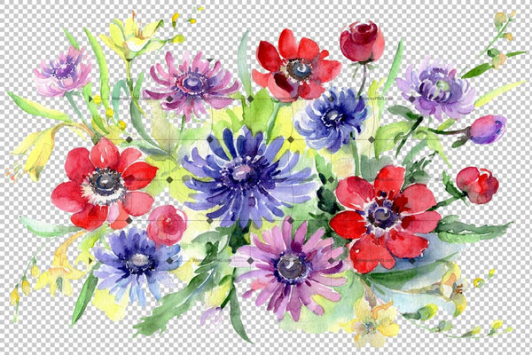 Bouquet of wild flowers Watercolor png Flower