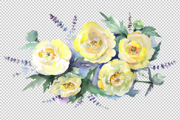 Bouquet of yellow flowers Watercolor png Flower