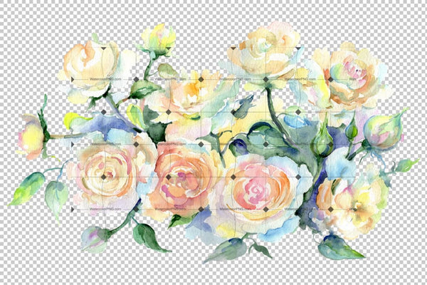 Bouquet or yellow roses Watercolor png Flower