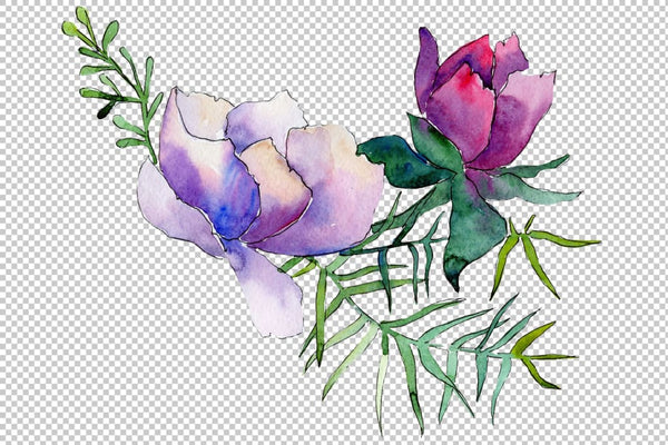 Bouquet Summer nights watercolor png Flower