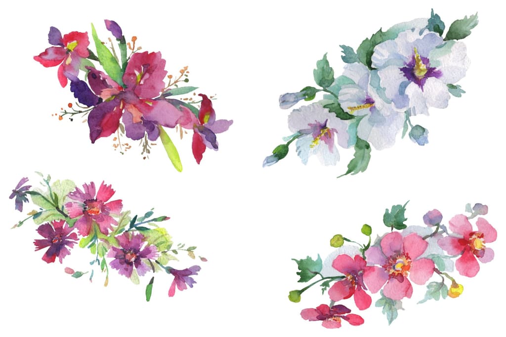 Bouquet The first smile watercolor png Flower