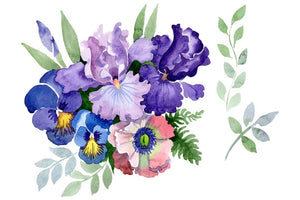 Bouquet Three wishes watercolor png Flower