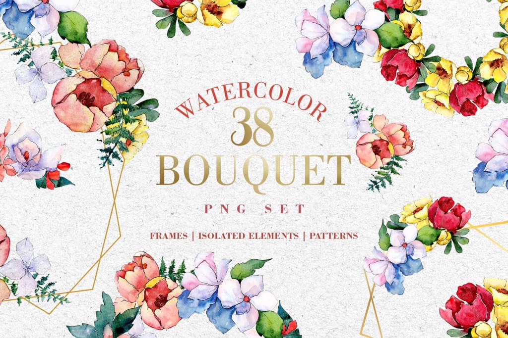 Bouquet touching feelings Watercolor png Digital