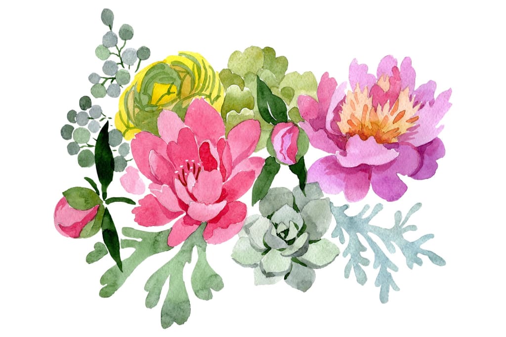 Bouquet with pink peonies Mirage watercolor png Flower