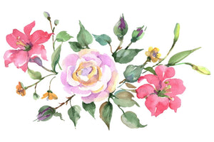 Bouquet with pink rose Watercolor png Flower