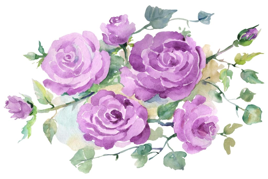 Bouquet with purple roses Watercolor png Flower