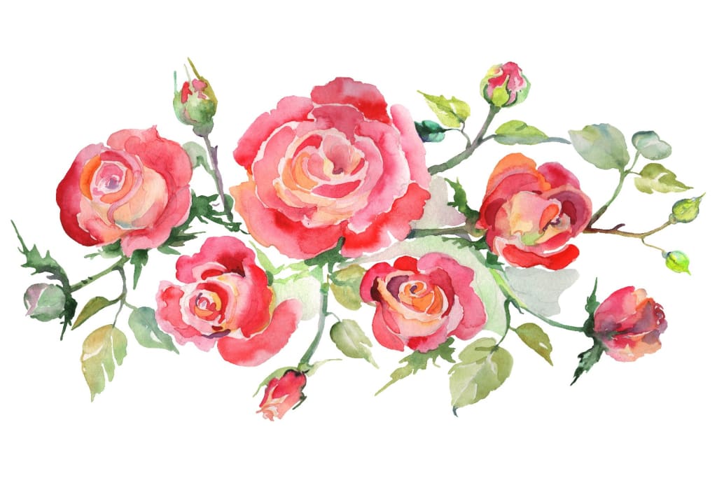 Bouquet with roses red Watercolor png Flower