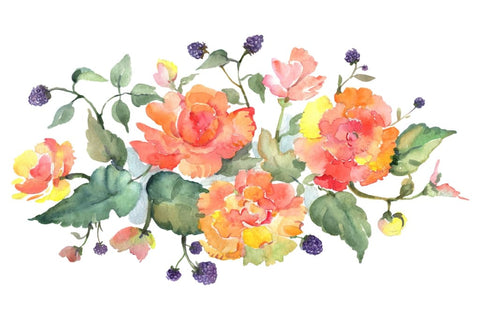 Bouquet with tea roses Watercolor png Flower