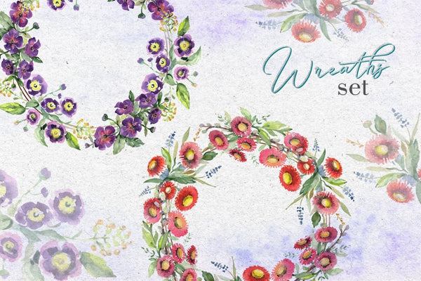 Bouquet with wildflowers Watercolor png Digital