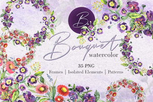 Bouquet with wildflowers Watercolor png Digital