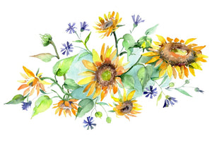 Bouquet yellow aroma of summer watercolor png Flower