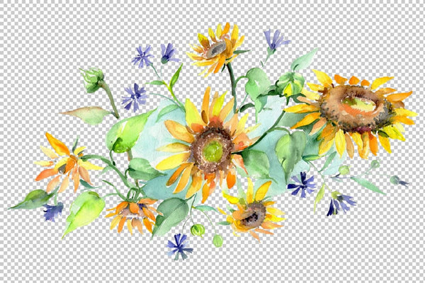 Bouquet yellow aroma of summer watercolor png Flower