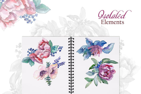 Bouquets with peonies Phuket Watercolor png Digital
