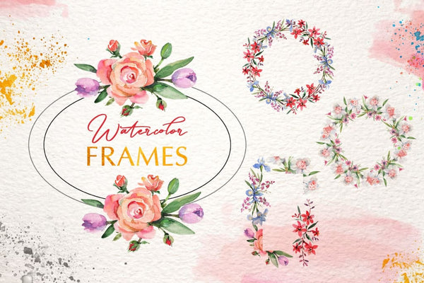 Bouquets with roses and narcissus pink watercolor png Digital