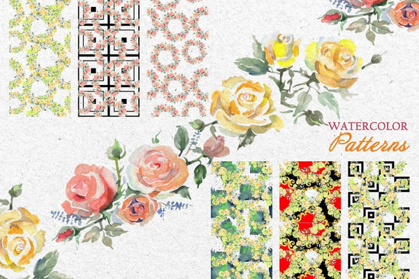 Bouquets with roses Yellow Watercolor png Digital