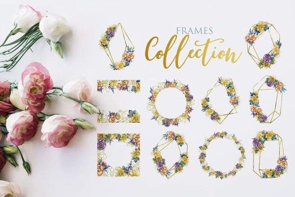 Bouquets Yellow Watercolor png Digital