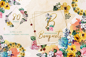 Bouquets yellow Watercolor png Digital