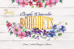 Bright Bouquets Watercolor png Digital