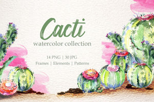 Cacti Watercolor png Digital