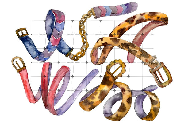 Chains Leather Belts Watercolor Png Flower