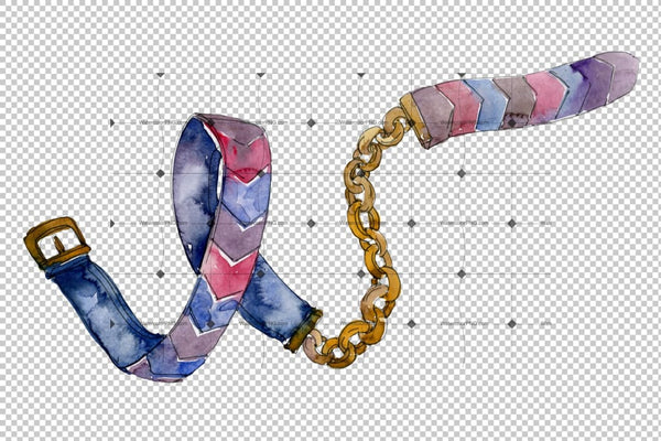 Chains Leather Belts Watercolor Png Flower