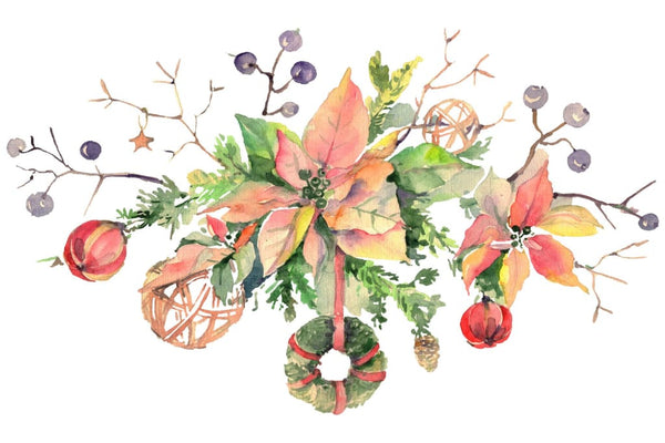 Christmas bouquet freezing day Watercolor png Flower