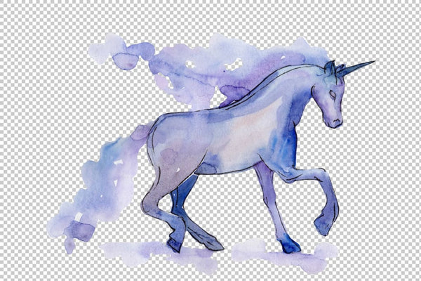 Classic unicorn image watercolor png Flower