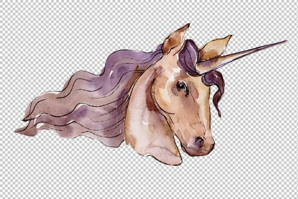 Classic unicorn image watercolor png Flower