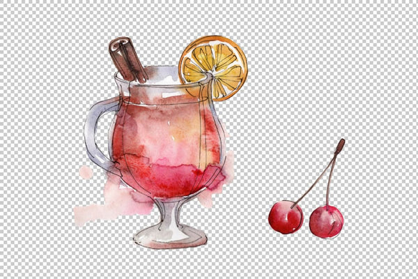 Cocktail fruit manito watercolor png Flower