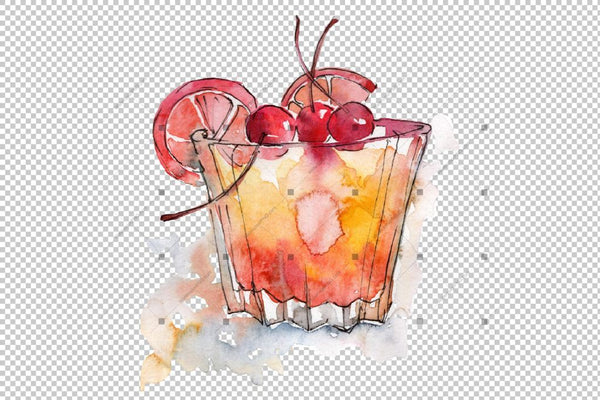 Cocktail Mix Png Watercolor Set Digital