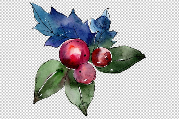 Collection of happiness Christmas watercolor png Flower
