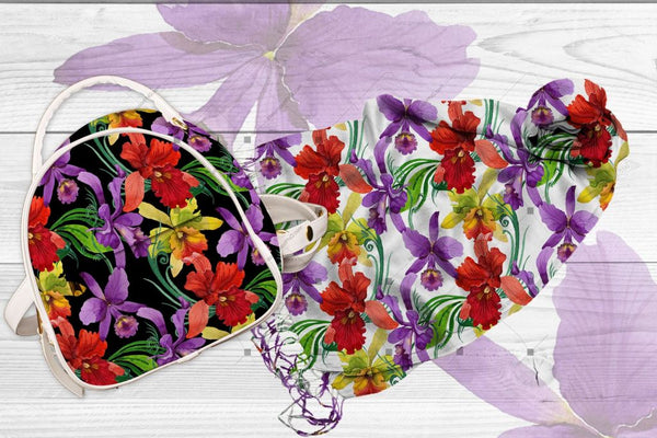 Colorful Orchid Png Watercolor Set Digital