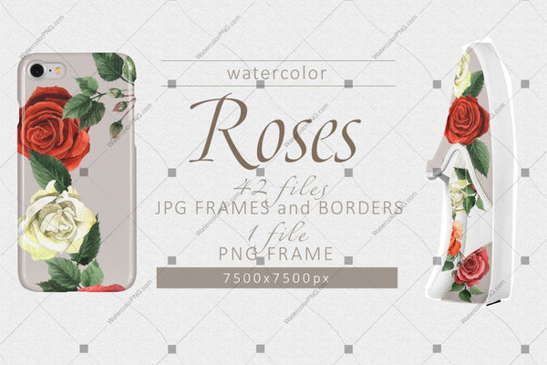 Colorful Roses Png Watercolor Set