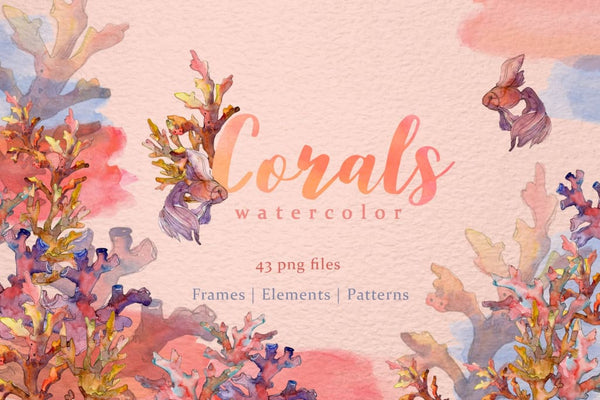 Corals Watercolor png Digital
