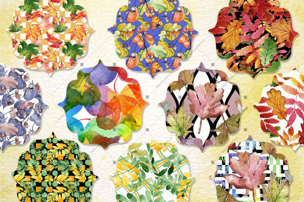 100 Autumn Patterns Jpg Watercolor Set Digital