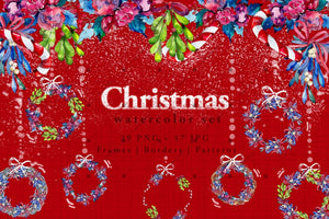 Christmas Winter Holiday Png Watercolor Set Digital