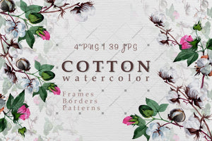 Cool Cotton Png Watercolor Set Digital