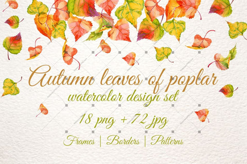Autumn Leaves Of Poplar Png Watercolor Set Digital