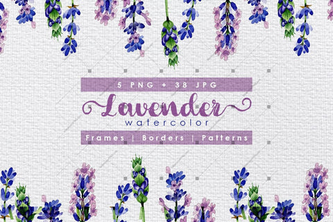 Holiday Purple Lavender Flowers Png Watercolor Set Digital